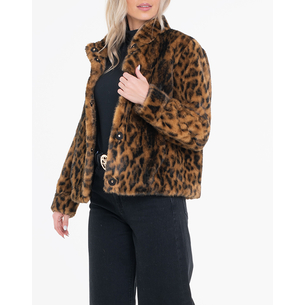 Product GUESS LUNA FAUX FUR LEOPARD JACKET ΜΠΟΥΦΑΝ ΓΥΝΑΙΚΕΙΟ base image