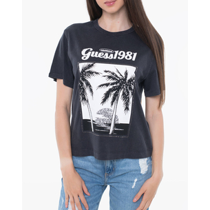 Product GUESS SS PALM PRINT WASHED TEE WOMEN'S T-SHIRT base image
