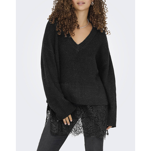 Product ONLY ONLVIVIA LS LIFE V-NECK LACE MIX KNIT base image