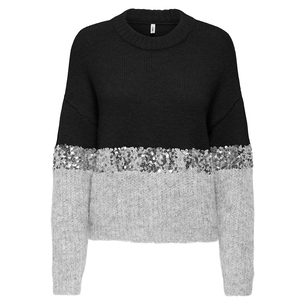 Product ONLY ONLMAINE LIFE LS SEQUIN BLOCK O-NECK KNT base image