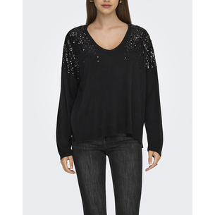 Product ONLY ONLSTARRY LS SEQUIN BOXY V-NECK KNT base image