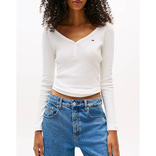 Product TOMMY JEANS TJW SLIM HENLEY WAFFLE LS base image