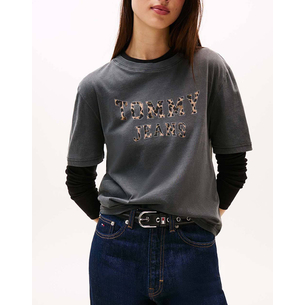 Product TOMMY JEANS TJW BXY LEOPARD VARSITY TEE base image