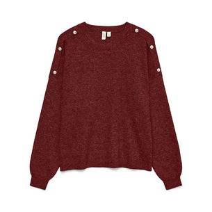 Product VERO MODA VMJOYA LS O-NECK BUTTON PULLOVER BTQ base image