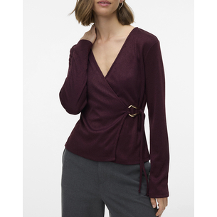 Product VERO MODA VMLOUISA LS V-NECK WRAP TOP JRS GA base image