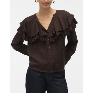 Product VERO MODA VMLIZZI LS FLOUNCE TOP WVN GA base image