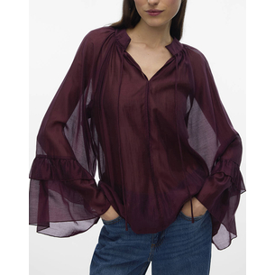 Product VERO MODA VMJENNA 7/8 FRILL TOP WVN GA base image