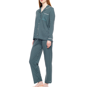 Product PINK LABEL PYJAMA BUTTONED GREEN FOREST STRIPES base image