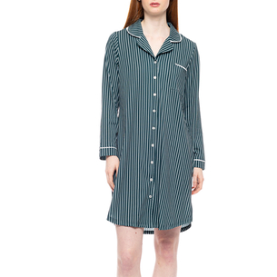 Product PINK LABEL NIGHTGOWN BUTTONED GREEN FOREST STRIPES base image