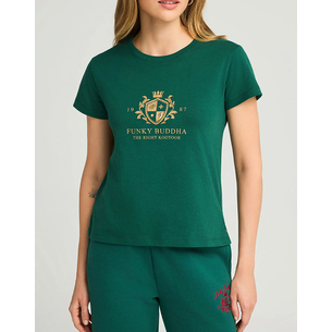 Product FUNKY BUDDHA Γυναικεία Μπλούζα Με Κοντό Μανίκι Και Τύπωμα base image