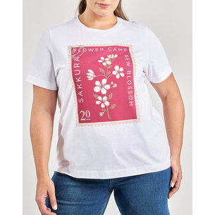 Product PARABITA T-shirt βαμβακερό με στάμπα γραμματόσημο φλοράλ base image