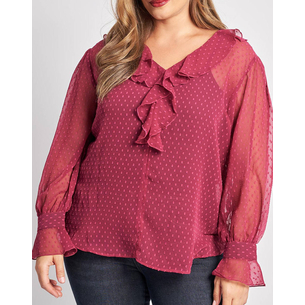 Product PARABITA Μπλούζα chiffon plumetti με βολάν base image