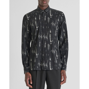 Product ANTONY MORATO MMSL00614FA430650 MIN OF 6 SHIRT BARCELONA REGULAR  STRAIGHT FIT IN PRINTED COTTON VISCOSE BLEND FABRIC WITH LOGOED METAL BADGE ΜΠΛΟΥΖΑ ΑΝΔΡΙΚΟ base image