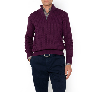 Product THE BOSTONIANS ΠΛΕΚΤΟ ΒΑΜΒΑΚΕΡΟ HALF-ZIP REGULAR FIT base image