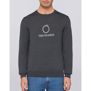 Product TRUSSARDI KNITWEAR-MAGLIONE GIROCOLLO  IN MISTO LANA CON JACQUARD UROBORO base image