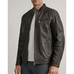 Product NAVY&GREEN LEATHER JACKET base image