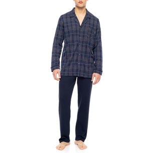 Product PINK LABEL PYJAMA BUTTONED JACQUARD SAND BLUE PLAID base image