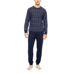 Product PINK LABEL PYJAMA JACQUARD SAND BLUE PLAID base image
