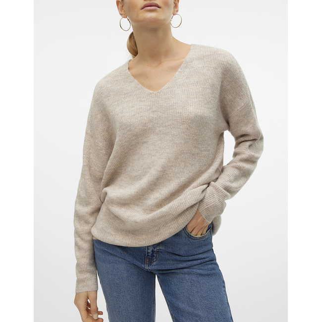 Product VERO MODA VMCREWLEFILE LS V-NECK BLOUSE NOOS base image