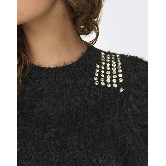 Product ONLY ONLSURI LS BLING CROP O-NECK PRM KNT base image