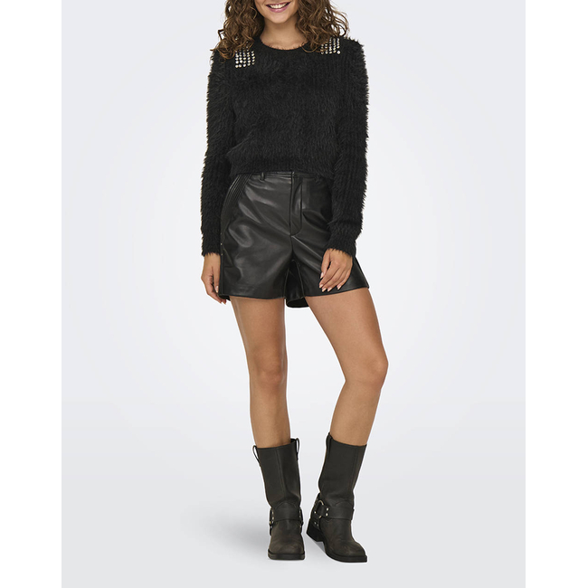 Product ONLY ONLSURI LS BLING CROP O-NECK PRM KNT base image