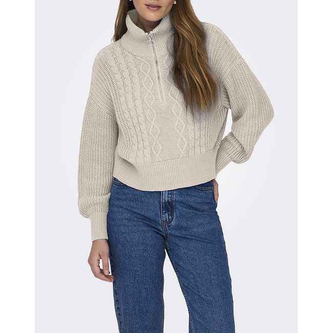 Product ONLY ONLDORITTA LS CABLE ZIP HIGH NECK KNTNCA base image