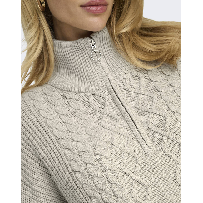 Product ONLY ONLDORITTA LS CABLE ZIP HIGH NECK KNTNCA base image