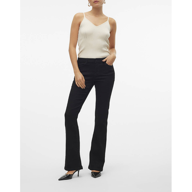 Product VERO MODA VMELLY MR FLARED JEANS BLK base image