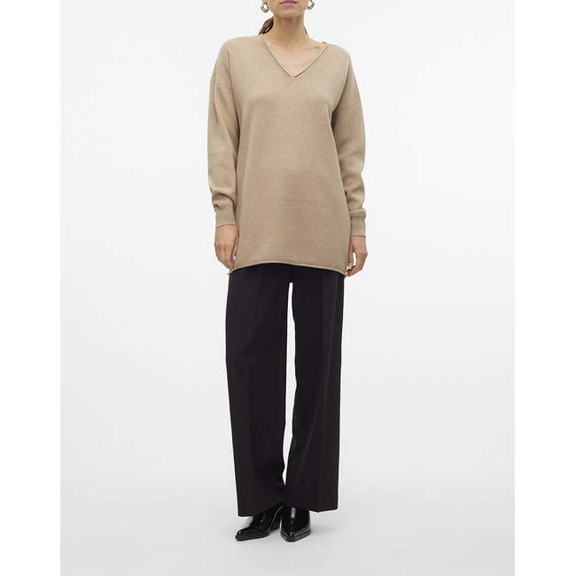 Product VERO MODA VMGOLD ROLL LS LONG V-NECK PULLOVER GA base image