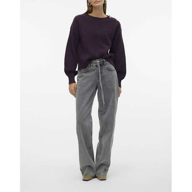 Product VERO MODA VMMEILANI LS O-NECK BUTTON PULLOVER GA base image