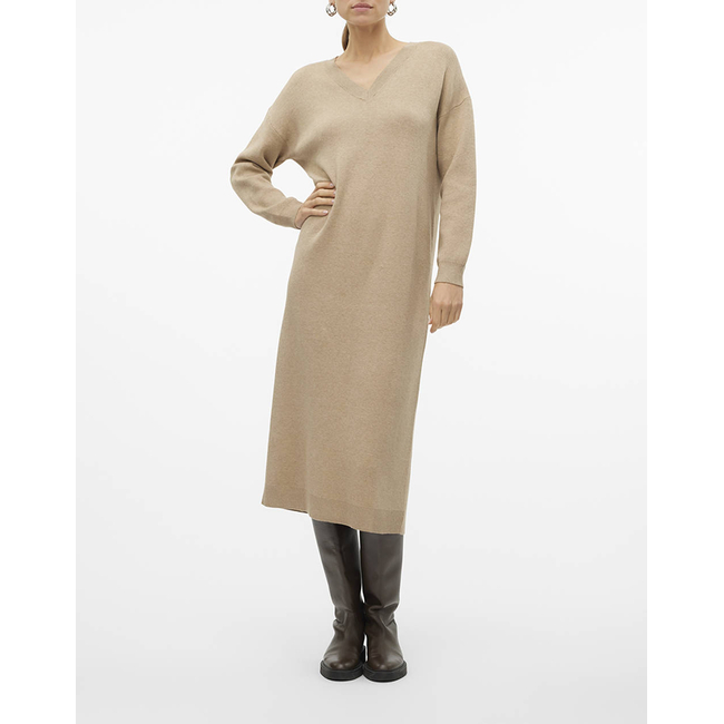 Product VERO MODA VMGOLD LS V-NECK 7/8 DRESS GA base image