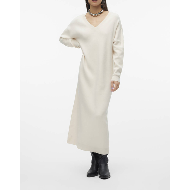 Product VERO MODA VMGOLD LS V-NECK 7/8 DRESS GA base image