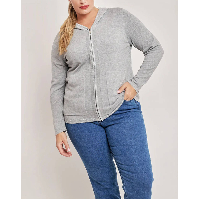 Product PARABITA Πλεκτή ζακέτα με κουκούλα και λούρεξ base image