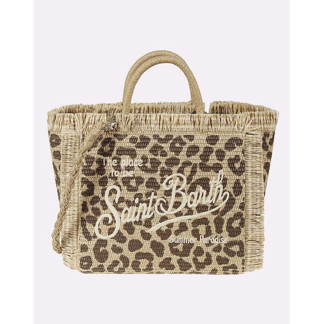 Product MC2 COLETTE STRAW N-STRAW BAG WITH HANDLE-LEOPARD 18 EMB (Dimensions: 26 x 23 x 15 cm.) base image