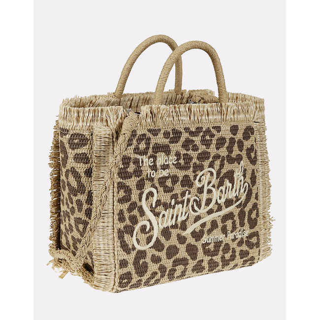 Product MC2 COLETTE STRAW N-STRAW BAG WITH HANDLE-LEOPARD 18 EMB (Dimensions: 26 x 23 x 15 cm.) base image