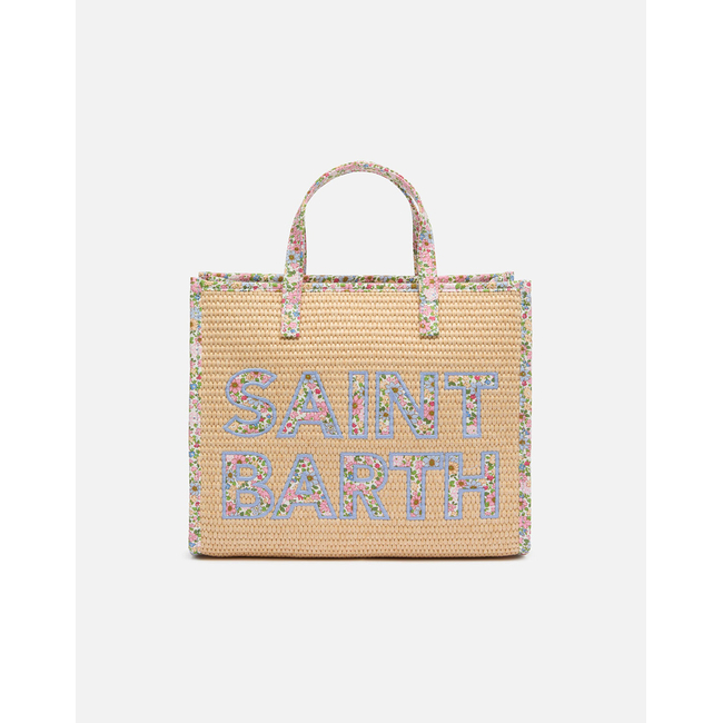 Product MC2 VIVIAN MID STRAW-STRAW HANDBAG WITH PIPING-11 PATCH FLORY 21 (Διαστάσεις: 28 x 23 x 15εκ.) base image