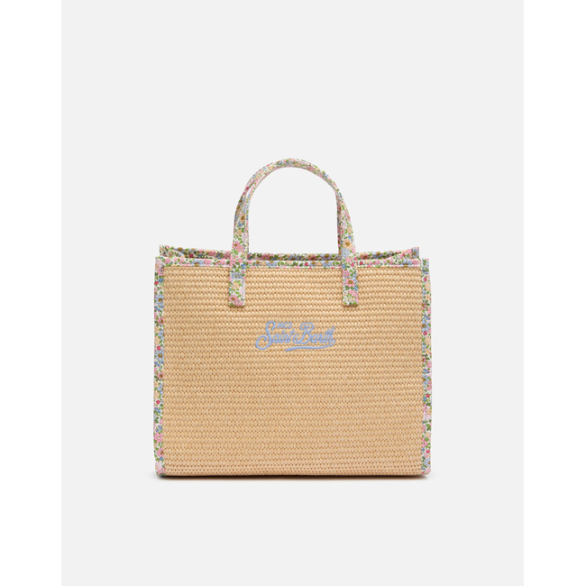 Product MC2 VIVIAN MID STRAW-STRAW HANDBAG WITH PIPING-11 PATCH FLORY 21 (Διαστάσεις: 28 x 23 x 15εκ.) base image