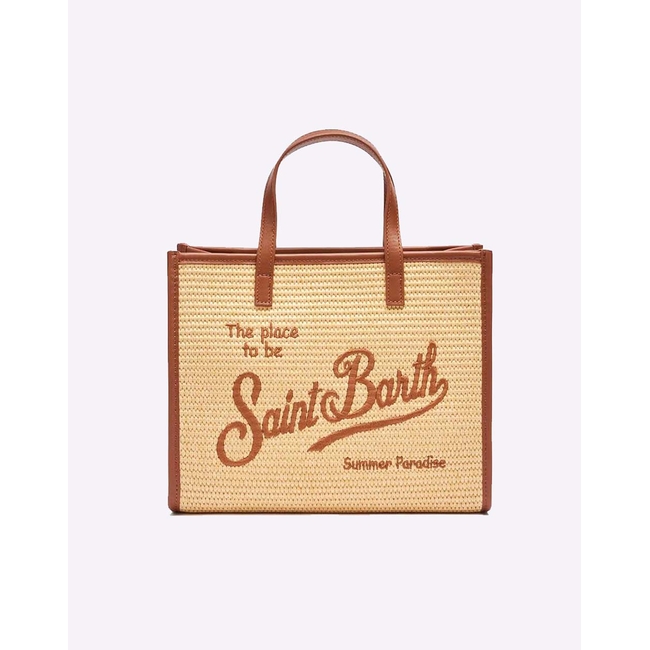 Product MC2 VIVIAN MID STRAW-STRAW HANDBAG WITH PIPING-1118 EMB (Διαστάσεις: 28 x 23 x 15εκ.) base image