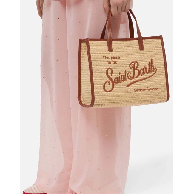 Product MC2 VIVIAN MID STRAW-STRAW HANDBAG WITH PIPING-1118 EMB (Διαστάσεις: 28 x 23 x 15εκ.) base image