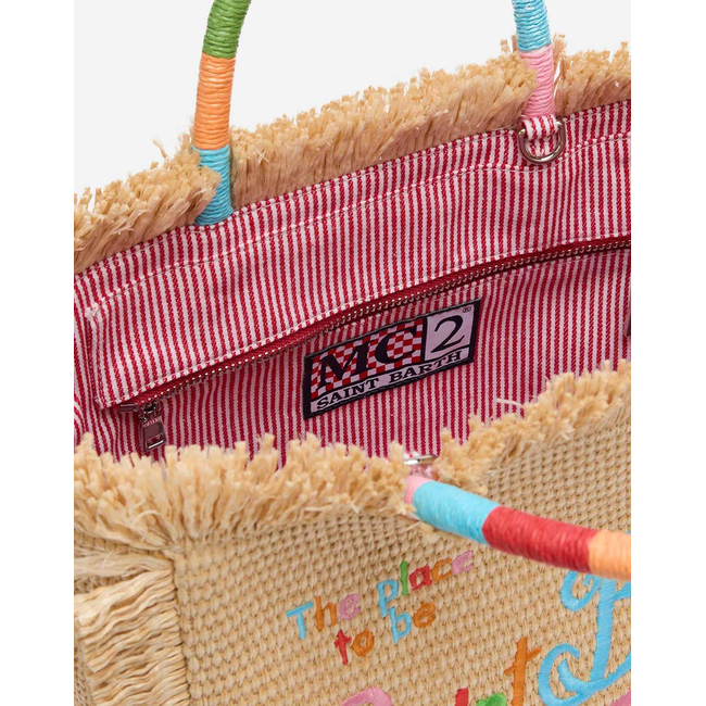 Product MC2 COLETTE STRAW N-STRAW BAG WITH HANDLE-11 MULTIC EMB (Dimensions: 26 x 23 x 15 cm.) base image