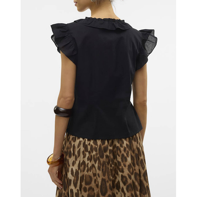Product AWARE BY VERO MODA VMROXANNE SL V-NECK RUFFLE TOP VMA base image