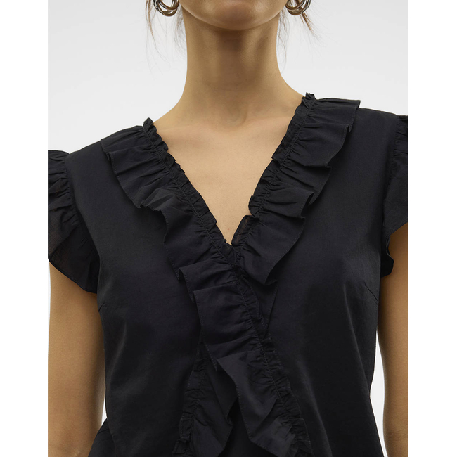 Product AWARE BY VERO MODA VMROXANNE SL V-NECK RUFFLE TOP VMA base image