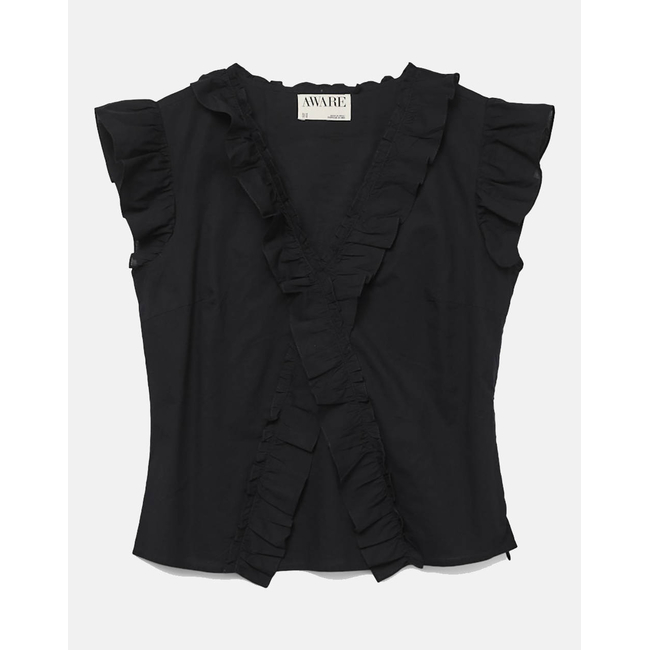 Product AWARE BY VERO MODA VMROXANNE SL V-NECK RUFFLE TOP VMA base image