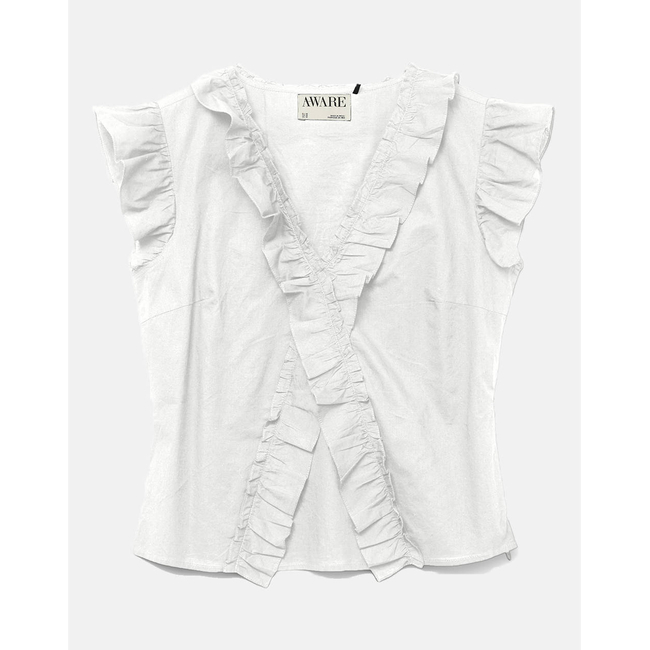 Product AWARE BY VERO MODA VMROXANNE SL V-NECK RUFFLE TOP VMA base image