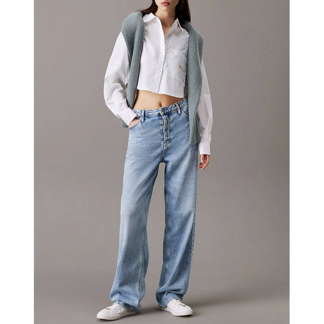 Product CALVIN KLEIN JEANS WOVEN LABEL CROPPED SHIRT base image