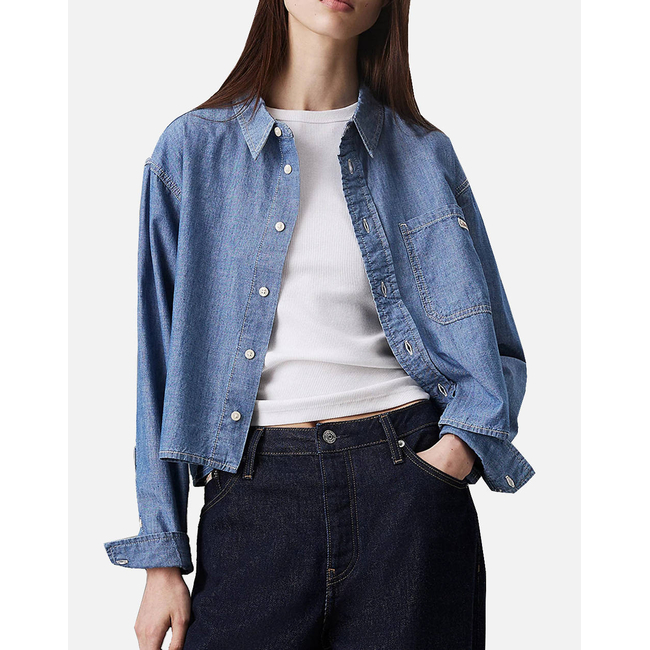 Product CALVIN KLEIN JEANS CROPPED DAD DENIM SHIRT base image