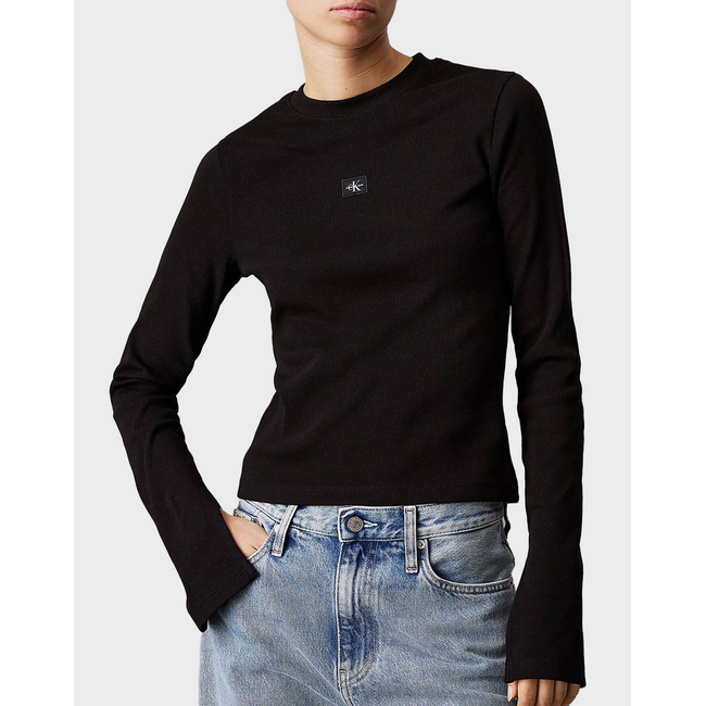 Product CALVIN KLEIN JEANS WOVEN LABEL RIB LS TOP base image