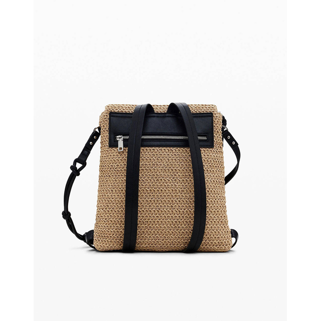 Product DESIGUAL D2 BACK_HALF LOGO RAFFIA H BAG FOR WOMEN (Dimensions: 27 x 29 x 11.5cm.) base image