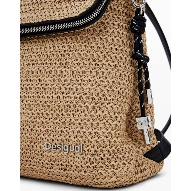 Product DESIGUAL D2 BACK_HALF LOGO RAFFIA H BAG FOR WOMEN (Dimensions: 27 x 29 x 11.5cm.) base image