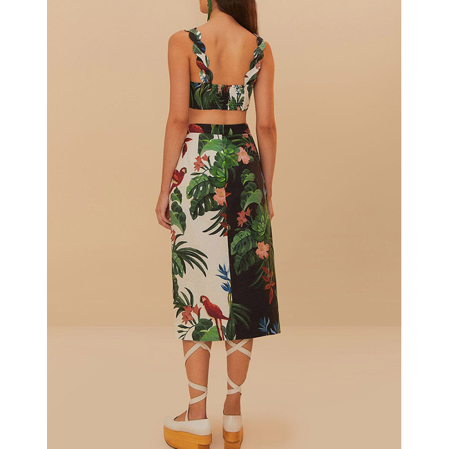Product FARM RIO MIDNIGHT MACAW FIESTA MIX MIDI SKIRT base image